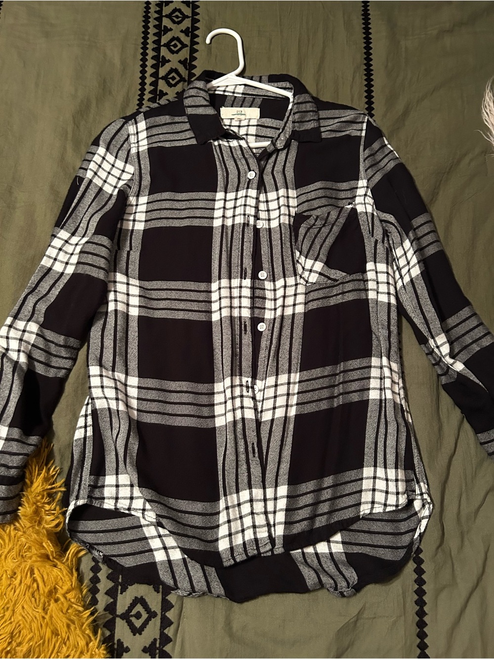 Thread & Supply Black & White Plaid Button-Up Womens Shirt